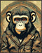 Posterizer 1 pcs-abstract beige poster-monkey wearing clothes-Art for Animal Lovers-Abstract & Modern Art-Decor for Home & Office- unframed wall a...