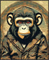 Posterizer 1 pcs-abstract beige poster-monkey wearing clothes-Art for Animal Lovers-Abstract & Modern Art-Decor for Home & Office- unframed wall a...