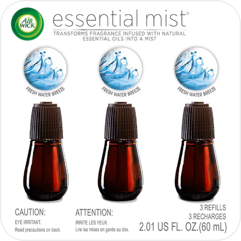 Air Wick Essential Mist Refill, 3ct, Fresh Waters, Air Freshener, Essential Oils...
