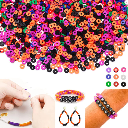 3180 PCS+ Halloween Beads Making Kit for DIY Jewelry 9 Strands Heishi Clay Beads Halloween Charms Making for Halloween Bracelet Necklace Earrings ...