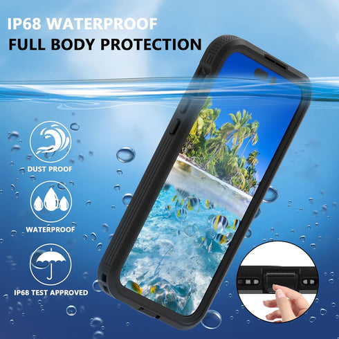 for iPhone 15 Pro Max Waterproof Case,Compatible with Magsafe,Hybrid Rugged Shockproof Full Body Protective,with Lanyard,Clear Lens/Screen Protect...