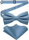 Solid Color Pre-tied Bow Tie and Pocket Square Set for Men...