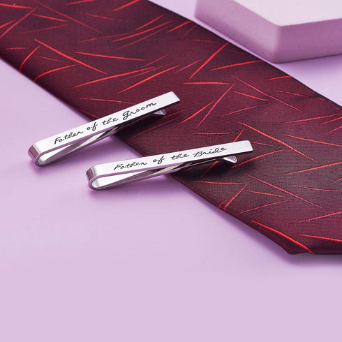 Father of The Groom Father of The Bride Gifts Tie Clip Wedding Tie Clip Set Stainless Steel Tie Bar Wedding Party Day Present for Man...