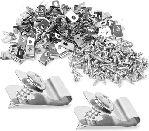 220 Pcs Fence Wire Clamps Stainless Steel Fencing Mounting Clips with 220 Pcs Stainless Steel Screws for 12-16 Gauge Welded Wire to Wood, Metal or...