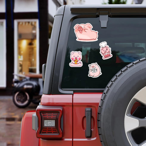 50 PCS Pig Stickers Waterproof Decal Vinyl Cute Animal Kawaii Cartoon Pink Piggy Sticker Decoration Water Bottles Tablets Scrapbook Skateboard Pho...