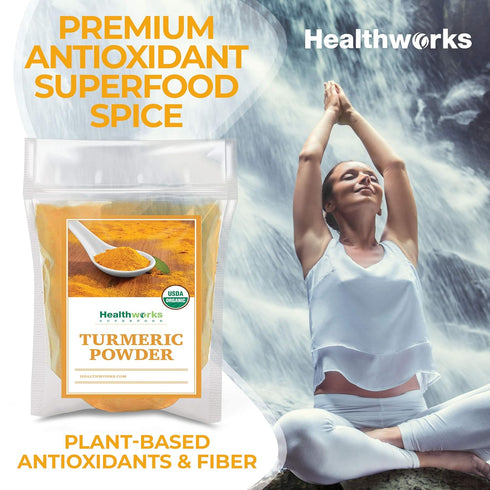 Healthworks Superfoods Organic Turmeric Powder - 8 Oz - Ground Raw Organic, Curcumin, Keto, Paleo, Vegan and Non-GMO...