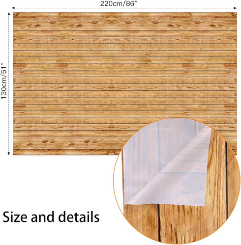 PHOGARY 3PCS Wood Grain Tablecover Wood Print Tablecloth, Rectangular Table Covers for Rustic Wedding Baby Shower Dcoration, Disposable Plastic Re...