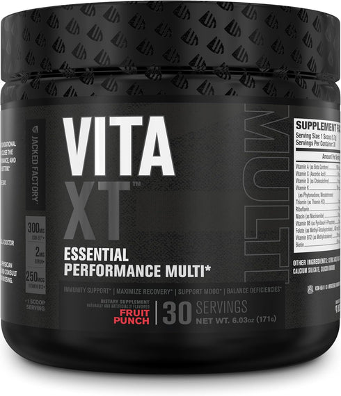 Jacked Factory Vita XT Performance Vitamin Powder - Daily Multivitamin Powder for Men with KSM-66 Ashwagandha, Prebiotic Fiber, Vitamin A, C, D, K...