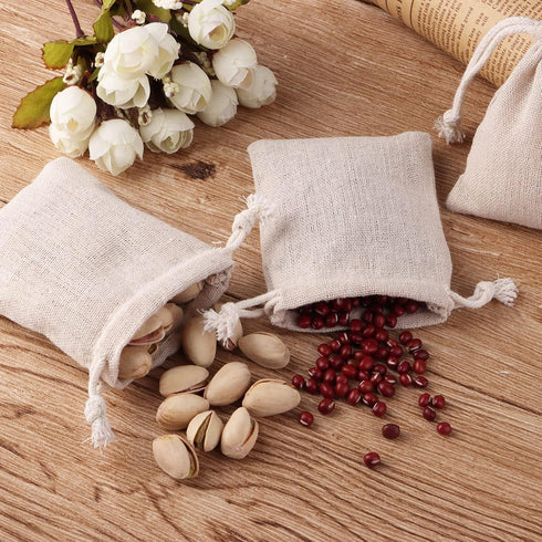 erduoduo Pack of 50 Small Burlap Bags With Drawstring,3x4inch Gift Little Burlap Drawstring Bags,Reusable Small Sachet Bags,Tea Bag...