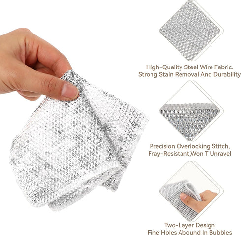 Wire Dishwashing Rags, Multipurpose Wire Miracle Cleaning Cloths, Wire Dishwashing Rag for Wet and Dry Dish, Non-Scratch Wire Dishcloth for Kitche...