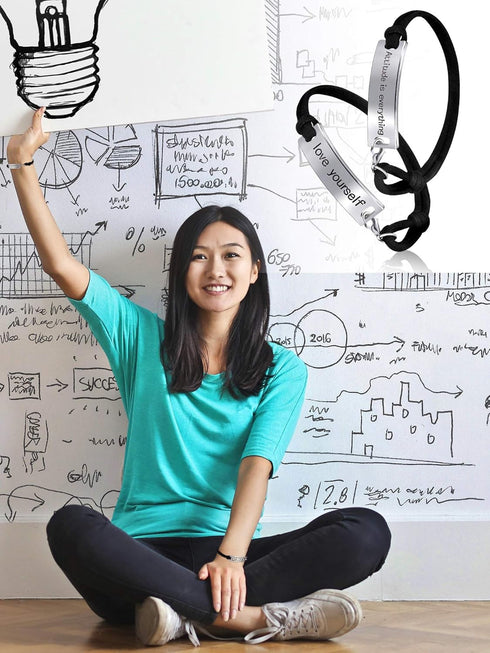 Hicarer 30 Pieces Women Inspirational Leather Bracelets Adjustable Motivational Quotes Words Engraved Bangle Bracelets Gift...