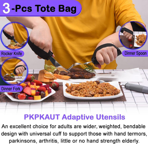 Adaptive Utensils for Parkinsons Patients Elderly, Weighted Utensils for Hand Tremors, Parkinsons Eating Utensils for Disabled People, Weighted Si...