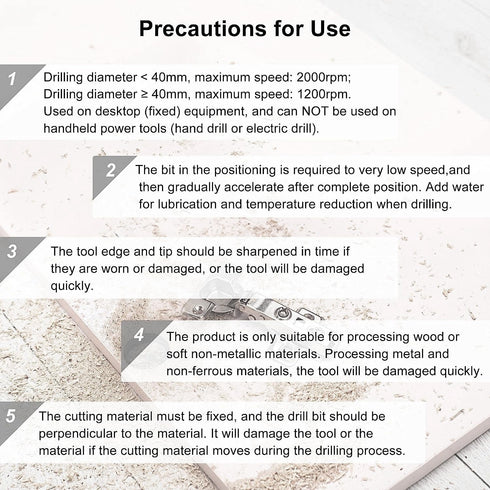 Woodworking Hole Opener Drill Bit,42mm Forstner Drill Bits Tungsten Carbide Wood Hole Saw Hinge Drilling Boring Bit Cutter...