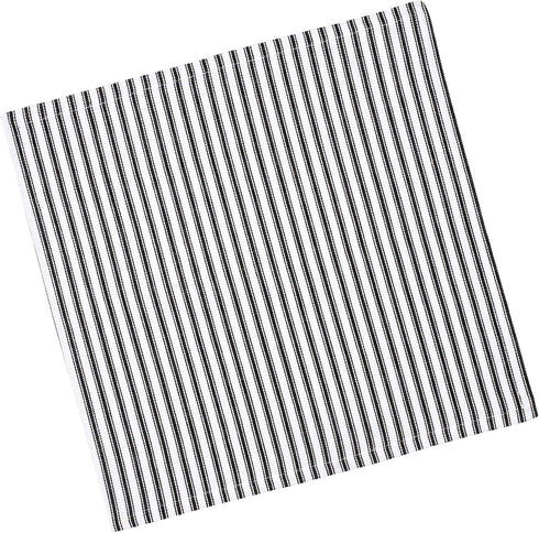 Cackleberry Home Black and White Ticking Stripe Woven Cotton Fabric Napkins 18 Inches Square, Set of 4...