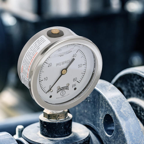 Winters 2-1/2" Dial Size, Liquid Filled Industrial Pressure Gauge, Brass Internals, 304 Stainless Steel Case, Single Scale 0-60 psi, 1.5% Acc, 1/4...