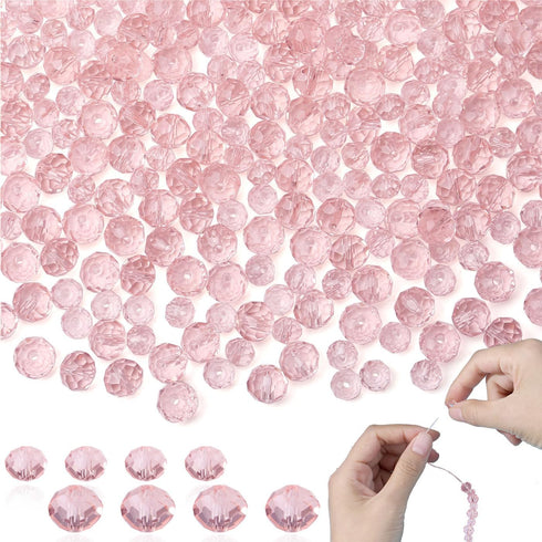 DUQGUHO Crystal Pink Beads,Glass Beads 500 Pcs,Glass Beads for Jewelry Making Loose Beads Bulk Glass Beads for Bracelets Crafts Earring 6/8mm...