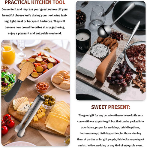 Cheese Butter Spreader Knives Set Charcuterie Accessories Stainless Steel Spreader Knives with Wooden Handles Charcuterie Boards Utensils Mini Ser...
