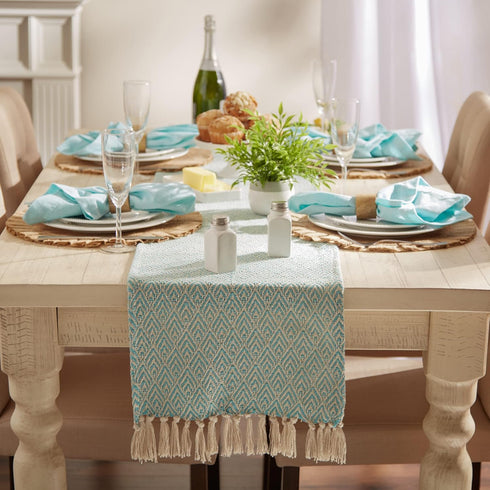 DII Braided Farmhouse Table Runner, 15 x 72 inches, 1-Piece, Aqua...