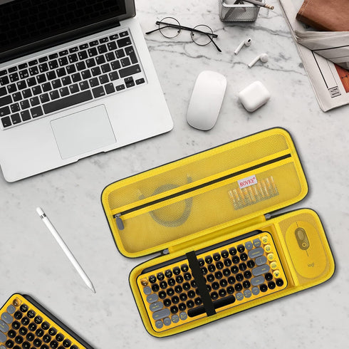 BOVKE Hard Carrying Case Compatible with Logitech POP Keys Mechanical Wireless Keyboard and POP Wireless Mouse Combo, Mesh Zipper Bag for Cables, ...