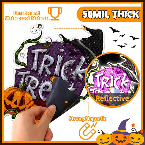 16 Pcs Halloween Magnets Reflective Car Magnets Decorations Halloween Refrigerator Magnetic Stickers Holiday Pumpkin Bat Magnet Stickers Accessori...