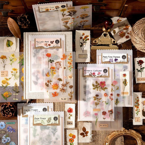 2 Sheets Vintage Rub on Transfer Flower Leaves Stickers 2 Sheet Linen, Clear Rub on Transfer Floral Stickers Decals for Wood Crafts Wine Glass Fab...