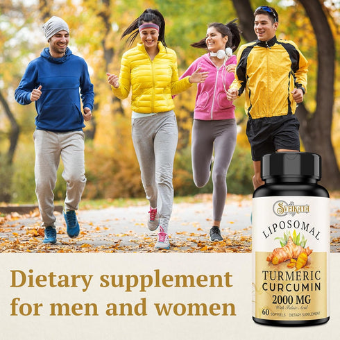 Liposomal Turmeric Curcumin Supplement 2000mg, 95% Standardized Curcuminoid Extract & Organic Root Powder with Piperine Black Pepper Fruit (15mg),...