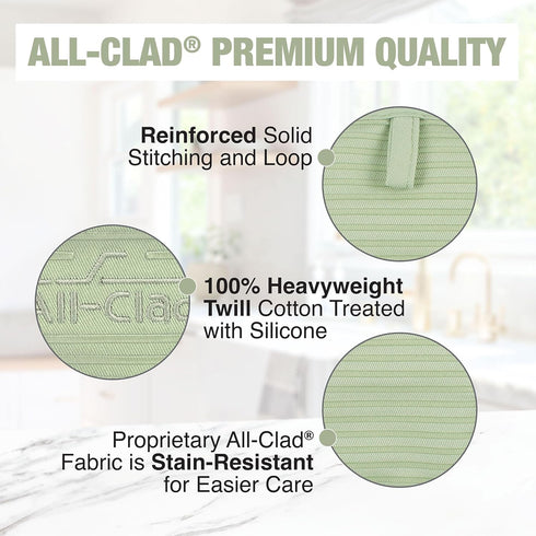 All-Clad Premium Pot Holder & Hot Pad: Heat Resistant to 500 Degrees - 100% Cotton, 10"x6.25" Hot Pad for Kitchen and Barbeque, (1-Pack), Fennel...