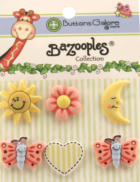 Buttons Galore Zoo Animals 3D Buttons-Set of 6 Cards...