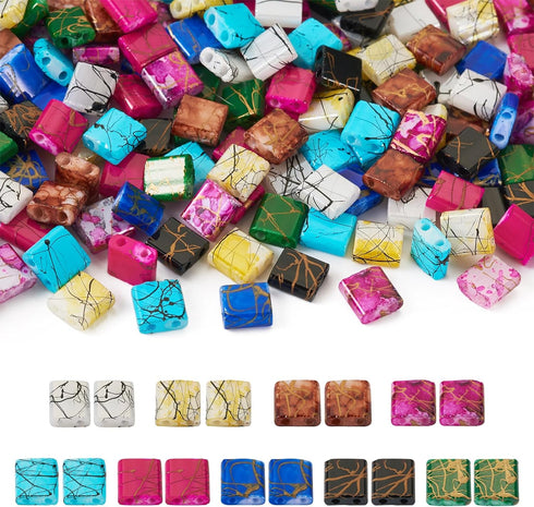 Craftdady 180Pcs Glass Seed Beads 2 Hole Tila Beads 9 Colors Crystal Glass Tile Beads Square Waist Beads Kit for Crafts DIY Multi-Strand Bracelets...