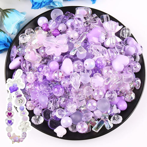 170~210pcs Cute Assorted Beads for Jewelry Making Acrylic Kawaii Aesthetic Beads for Bracelets Making Flower Butterfly Beads Bulk Necklaces DIY Mo...
