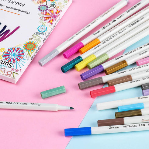 Sunshilor Metallic Markers Fine Point Metallic Marker Pens for Black Paper, Rock Painting, Easter Egg, Halloween Pumpkin, Card Making, Metal, Cera...