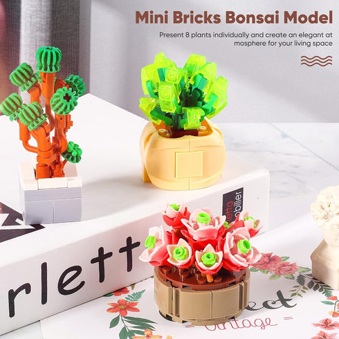 Mini Succulents Surprise Box Toys DIY Simulation Mini Particle Flower Botanical Collection Construction Building Blocks Toy Sets Random Gifts for ...