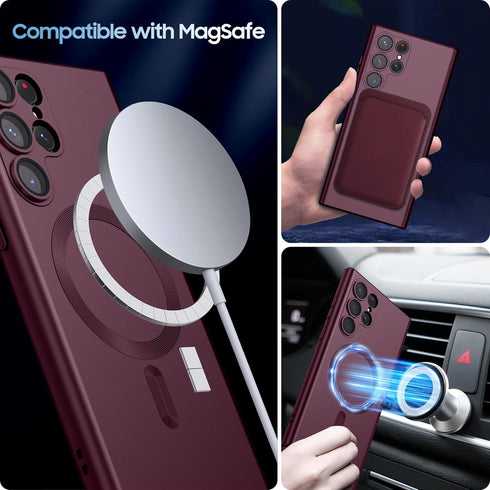 Matte for Samsung Galaxy S22 Ultra Case, Compatible with MagSafe, Slim Thin Magnetic Cover with Built-in Camera Lens Protector Shockproof Phone Sh...