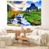 Delur Mountain Waterfall Tapestry Sunset Forest Tapestry Tree Nature Landscape Tapestry Rainforest Scenery Tropical Tapestry Psychedelic Wall Hang...