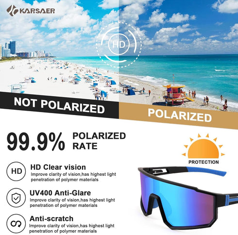 Karsaer Visison Polarized Cycling Riding Glasses Sports Sunglasses Men Women for Moutain Baseball MTB Bicycle...