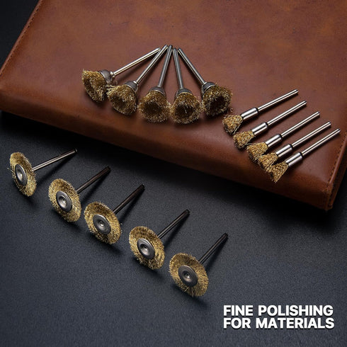 15 Pieces Copper Wire Brushes, Wire Brush Wheel, Copper Wire Polishing Wheel Kits for Dremel Rotary Tools (1/8 Inch Mandrel)...