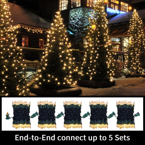 Super-Bright Extendable Warm White Christmas Lights Decoration 100Lights 19.6ft UL Certified Mini Bulb String Lights Set for Outdoor Christmas Tre...