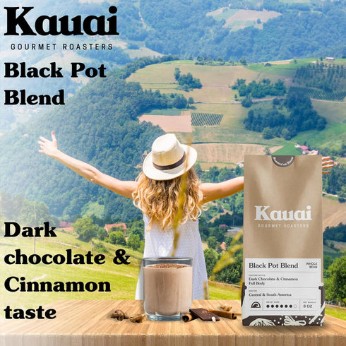 Black Pot Ground Coffee Dark Roast with Cinnamon and Dark Chocolate Taste Notes, Dark Roast Ground Coffee for Espresso (8oz Pack)...