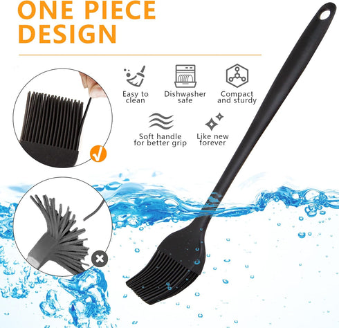 Silicone Basting Pastry Brush, Silicone Basting Brush For Cooking Heat Resistant and One-Pieces Design, BPA-Free, Brushes Spread Oil Butter Sauce ...