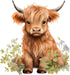 Fabric Panel 8"x8" Baby Highland Cow 100% Cotton Quilting Panel Square J6612...