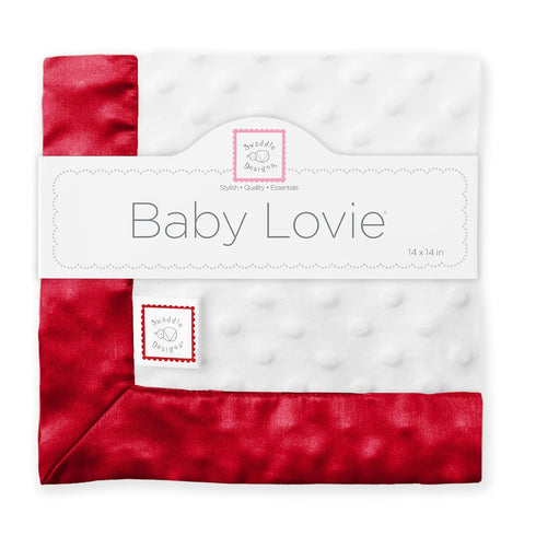 SwaddleDesigns Baby Lovie, Small Security Blanket, Plush Dots with Satin Trim, Red, 14 x 14 inches (36 x 36 cm)...