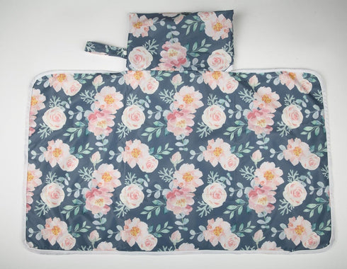Baby Diaper Changing Mat Pad Portable Foldable Washable Compact Travel Nappy Waterproof Play Mat 30inx18.5in for Girls (Flowers)...