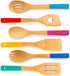 BergHOFF Bamboo 6Pc Utensil Set, Slotted & Plain Spatula, Slotted Spoon, Serving Spoon, Spaghetti Spoon, Salad Spoons 12" Multi-colors with Hangin...