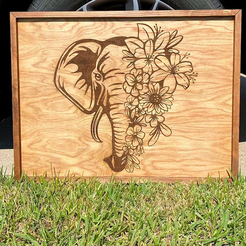 2Pcs Floral Elephant Stencil Reusable Self-Adhesive Silk Screen Printing Animals Stencil Silkscreen Stencil Chalk Paste Stencil for Wood/T-shirt/W...