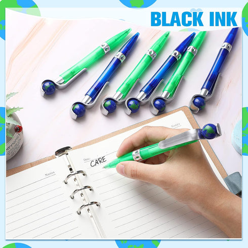 Teling Earth Pens Retractable Cute Globe Pens Bulk 1.0 mm Tellurion Shape Earth Day Pens Black Ink World Ballpoint Pens for Kids Adults Accessorie...