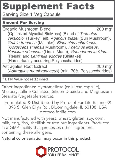 Protocol Mycel Immune Plus - Immune Support Mushroom Supplement - 8 Mushrooms - 90 Veg Caps...