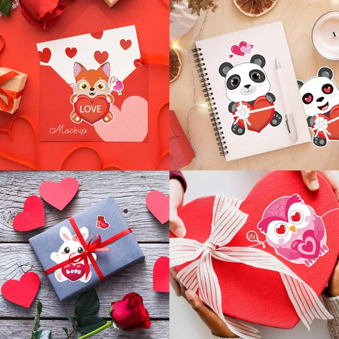 68Ft Heart Bulletin Board Decorations with 8pcs Animal Sticker+8pcs Cards, Red Pink Heart Rolled Border Trim for Party Classroom Chalkboard Wall D...