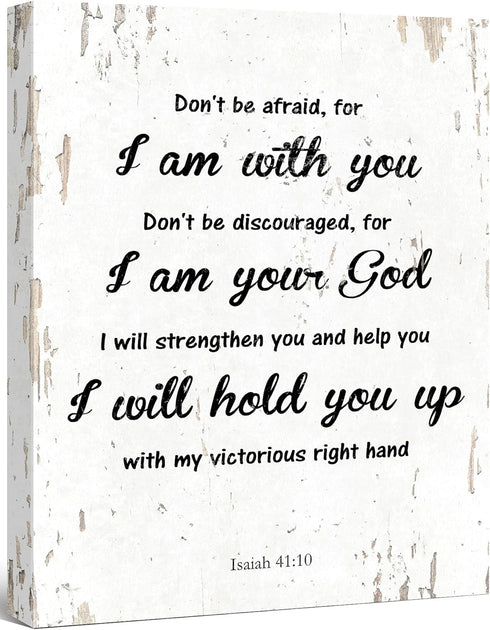 Isaiah 41:10 Don't be Afraid, for I am with you Bible Verse - FRAMED - Canvas Print Home Decor Wall Art, Gallery Wrap Inner Frame, 14x18, White...