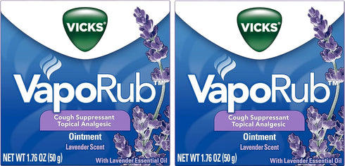 Vicks VapoRub, Lavender Scent, Cough Suppressant, Topical Chest Rub & Analgesic Ointment, Medicated Vapors, Relief from Cough Due to Cold, Aches &...