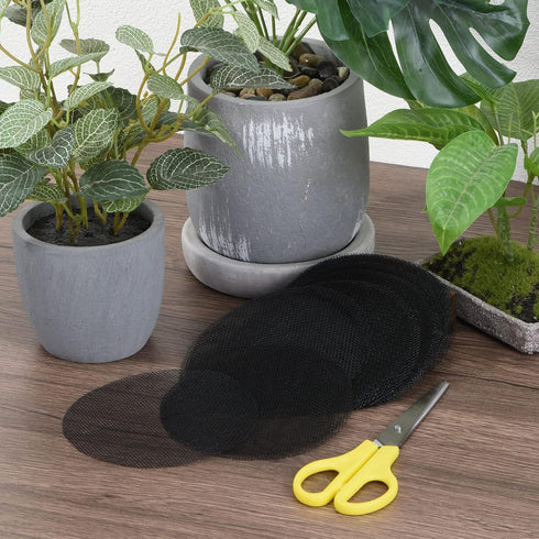 PATIKIL Flower Pot Hole Mesh Pad, 50 Pack 4.3 Inch Round Drainage Hole Screen Bonsai Pot Plastic Bottom Grid Mat Mesh, Black...